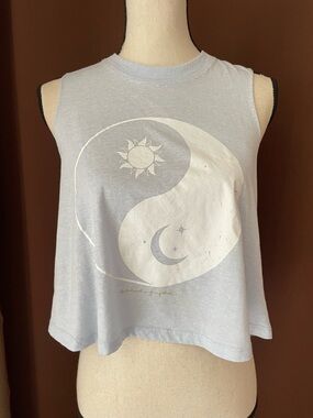 Spiritual Gangster celestial Light Blue Yin Yang Crop Tank Sun & Moon M